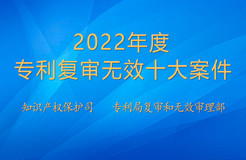 2022年度專利復(fù)審無(wú)效十大案件發(fā)布