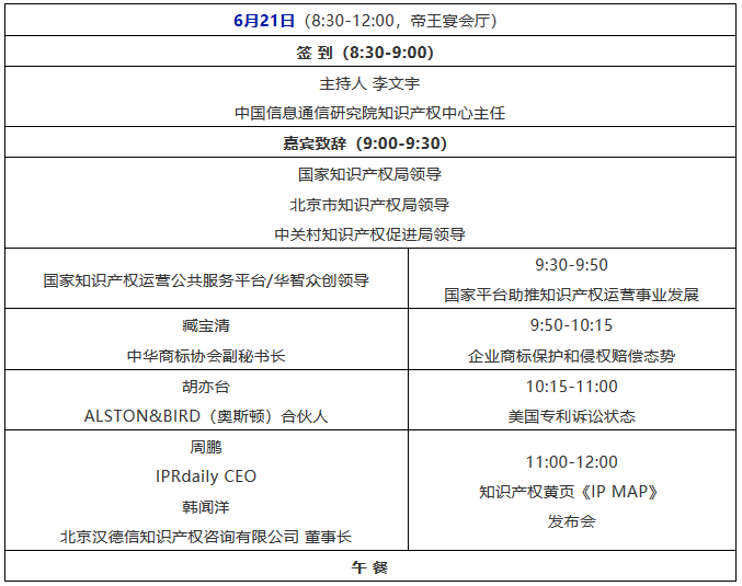 倒計時！第六屆企業(yè)知識產(chǎn)權領導人論壇（議程全文）