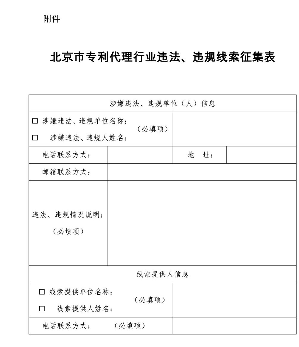 零容忍！歡迎舉報：無資質(zhì)專利代理、“掛證”、以不正當(dāng)手段招攬業(yè)務(wù)等違法、違規(guī)行為