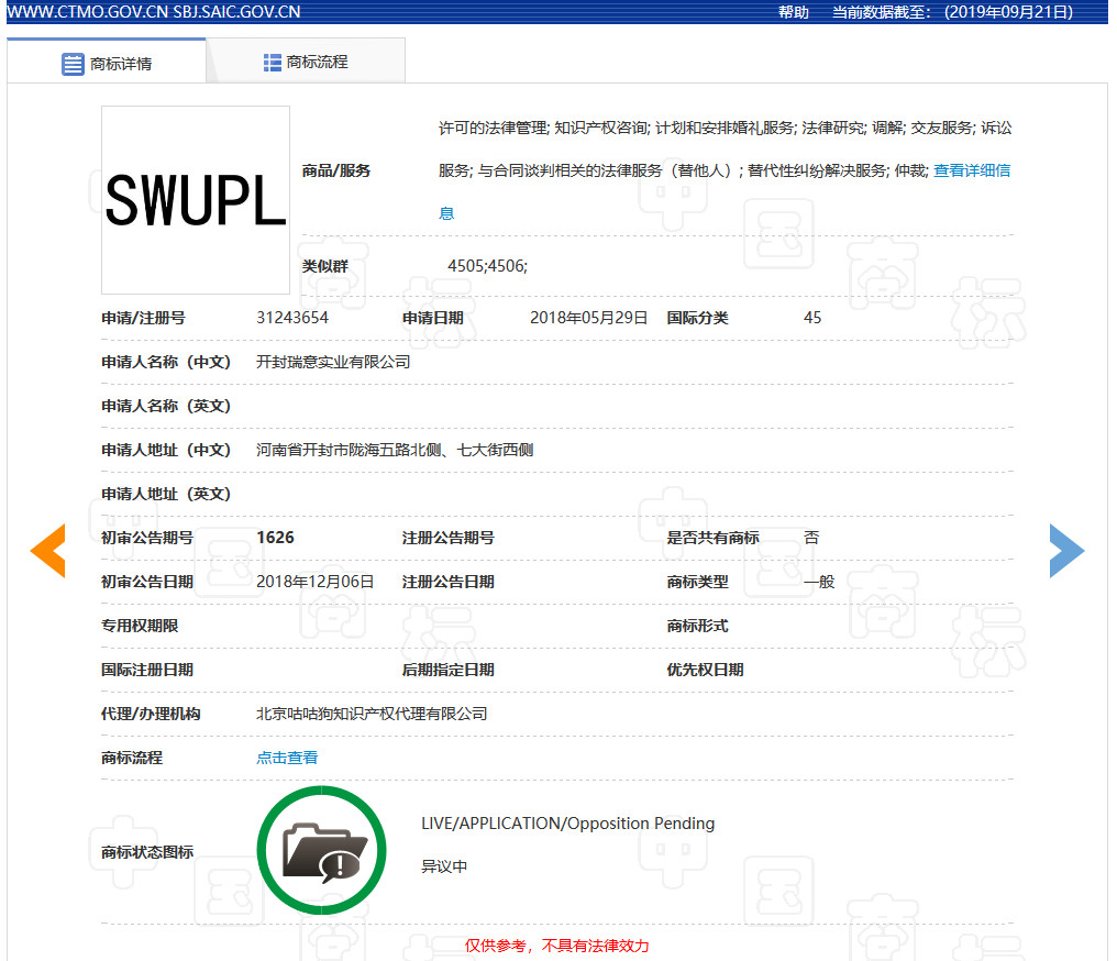 西南政法大學(xué)SWUPL商標(biāo)被搶注？