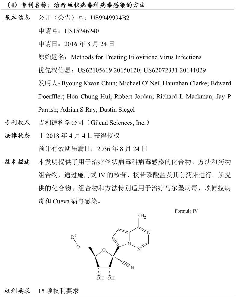 吉利德科學公司Remdesivir（瑞德西韋）相關專利介紹