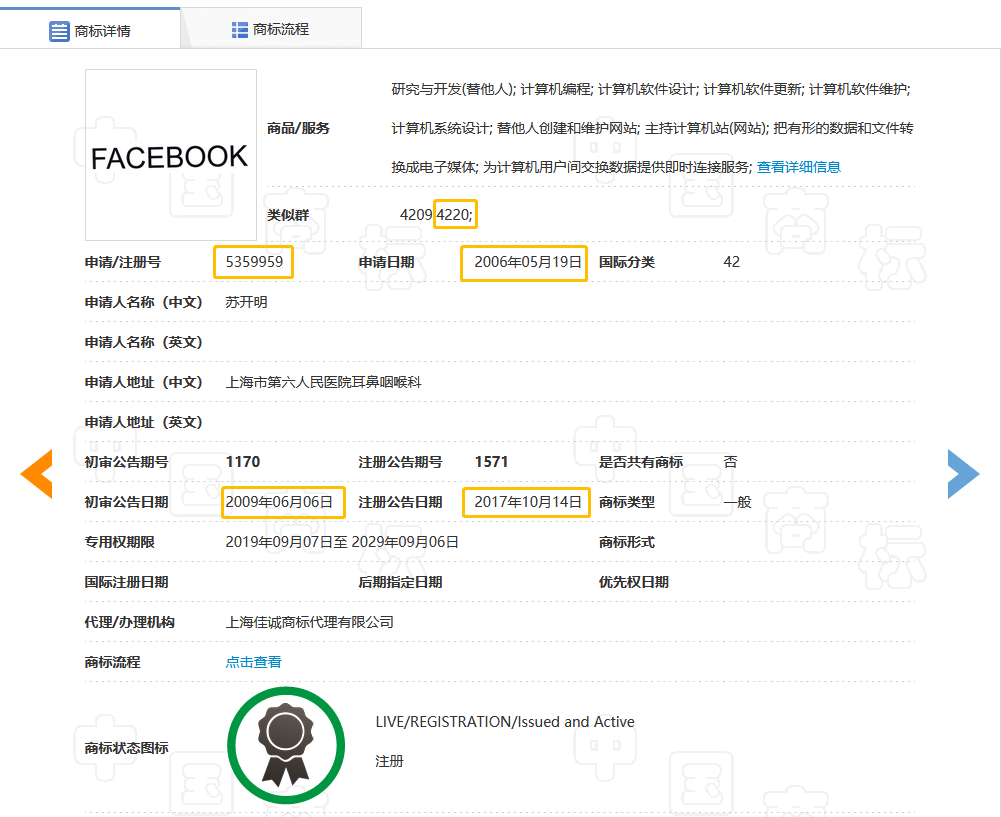 全球性社交網站“Facebook”的商標被中國人無效了？