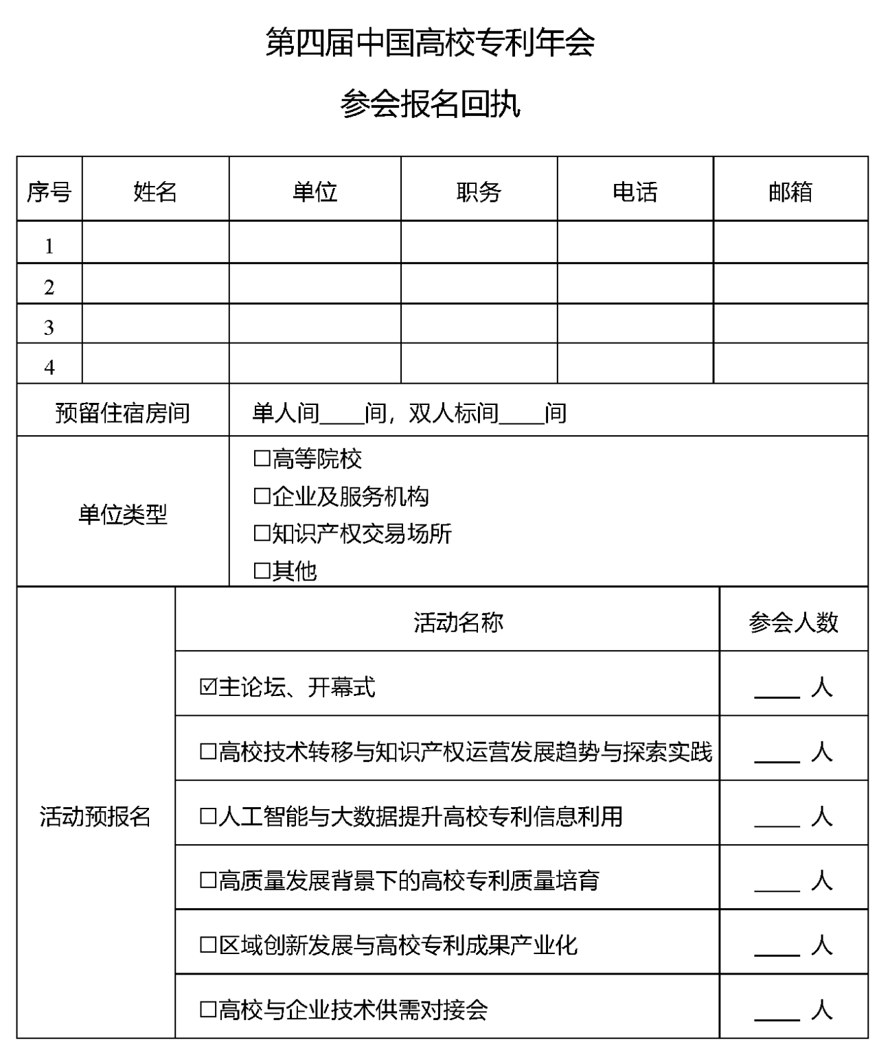 第四屆中國高校專利年會邀請函