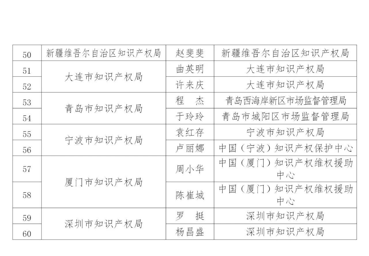 國知局：2019年度企業(yè)知識(shí)產(chǎn)權(quán)工作先進(jìn)集體和先進(jìn)個(gè)人評選結(jié)果公示