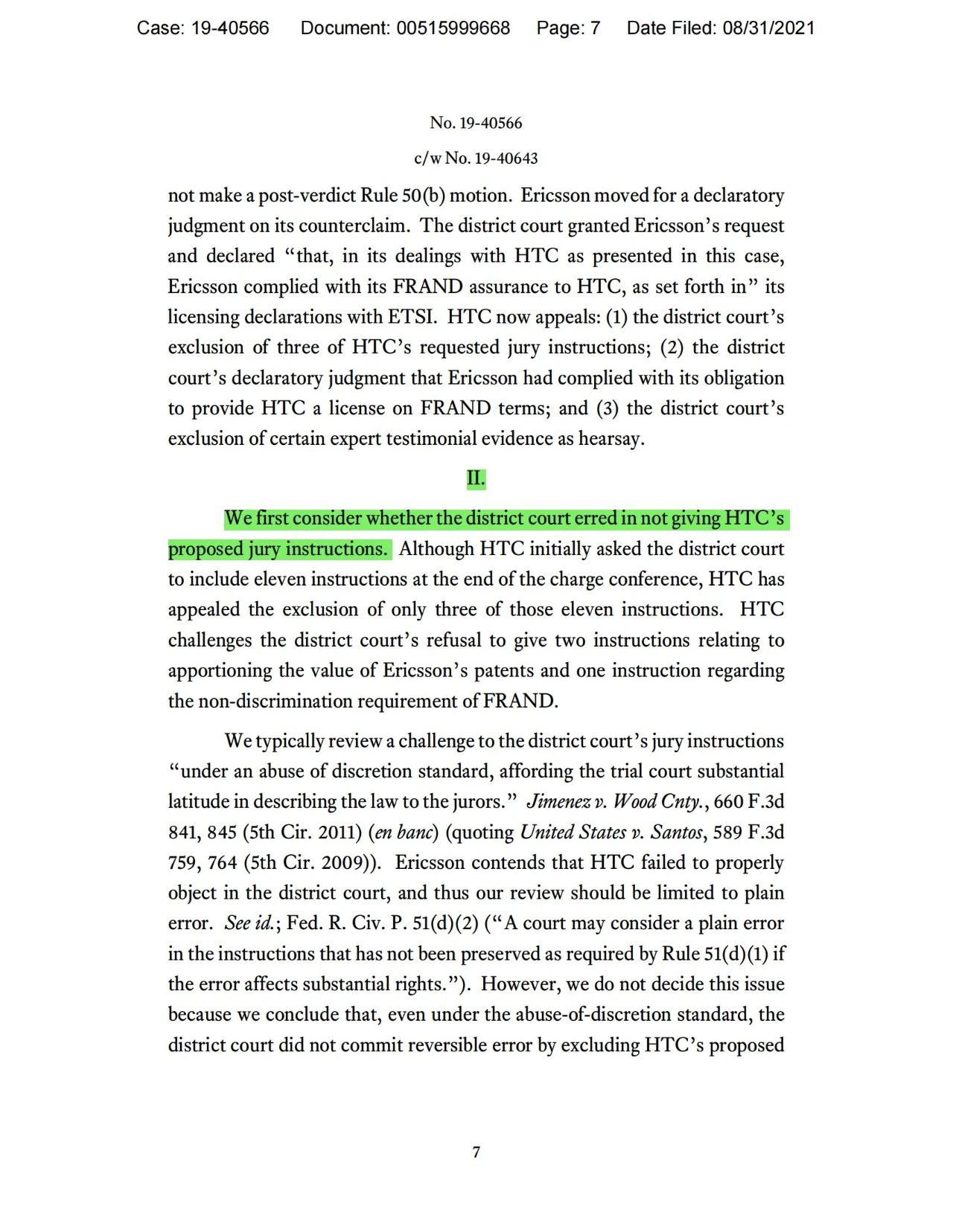 美國第五巡回上訴法院二審判決認(rèn)定愛立信符合FRAND承諾