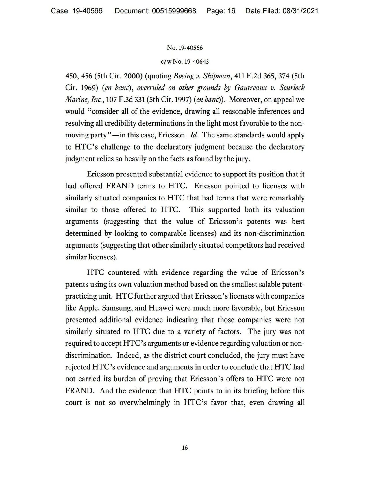 美國第五巡回上訴法院二審判決認(rèn)定愛立信符合FRAND承諾