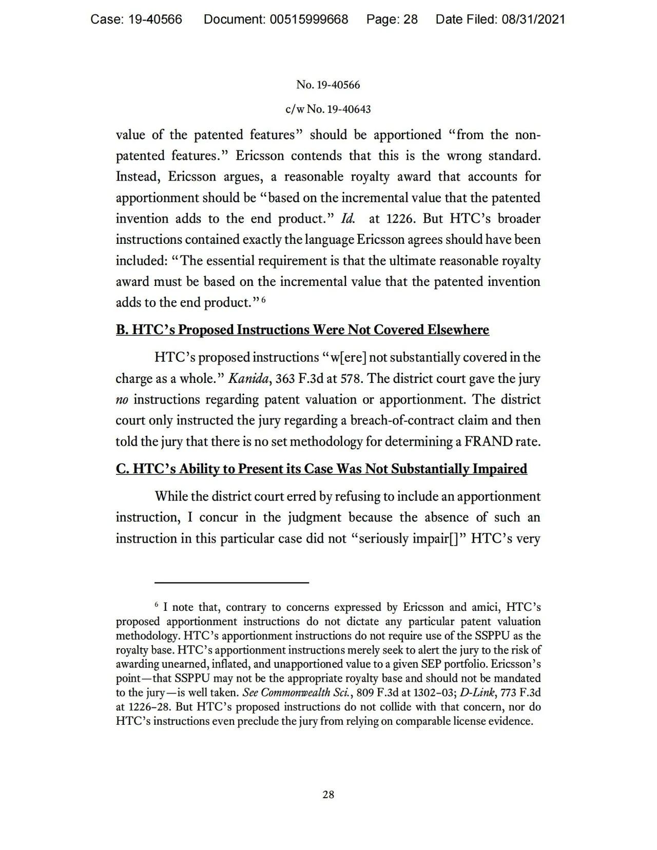 美國第五巡回上訴法院二審判決認(rèn)定愛立信符合FRAND承諾