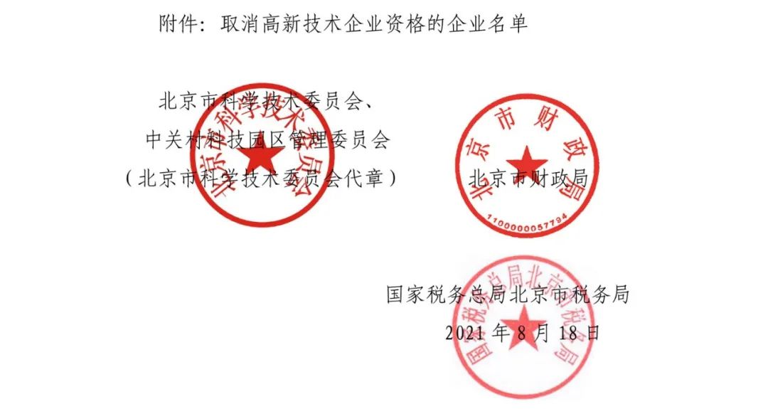 2021年北京已有97家企業(yè)被取消高新技術(shù)企業(yè)資格！