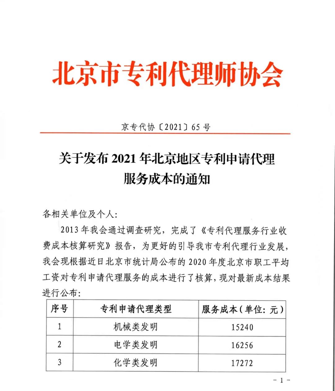 2021年北京地區(qū)專利申請代理服務成本公布：發(fā)明專利1.5w+，實用新型8k+！