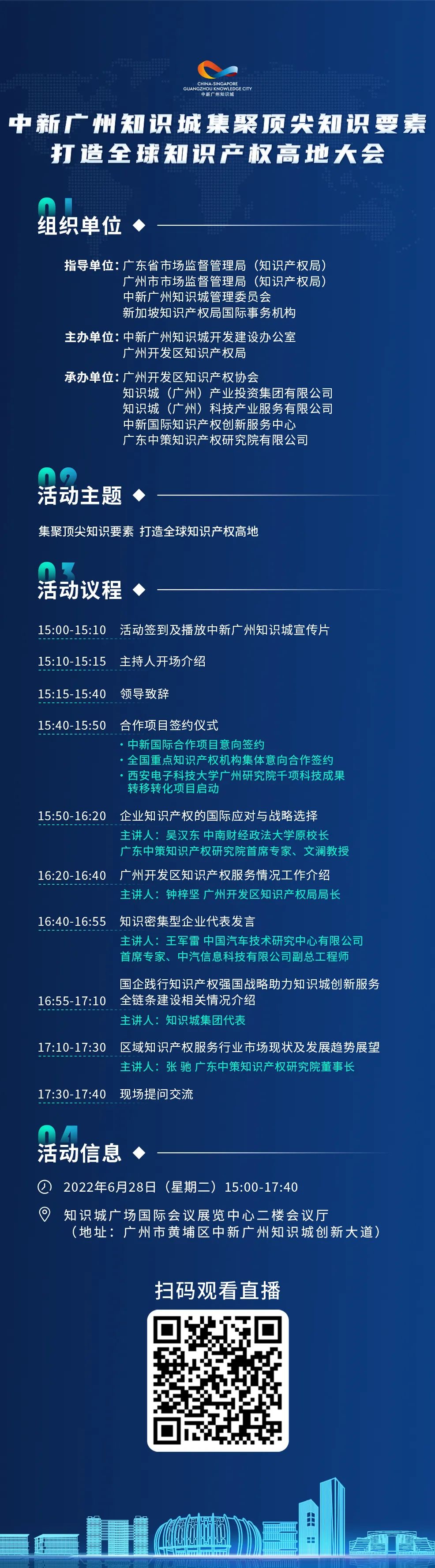 下周二15:00直播！2022年中新廣州知識城集聚頂尖知識要素打造全球知識產(chǎn)權(quán)高地大會邀您觀看