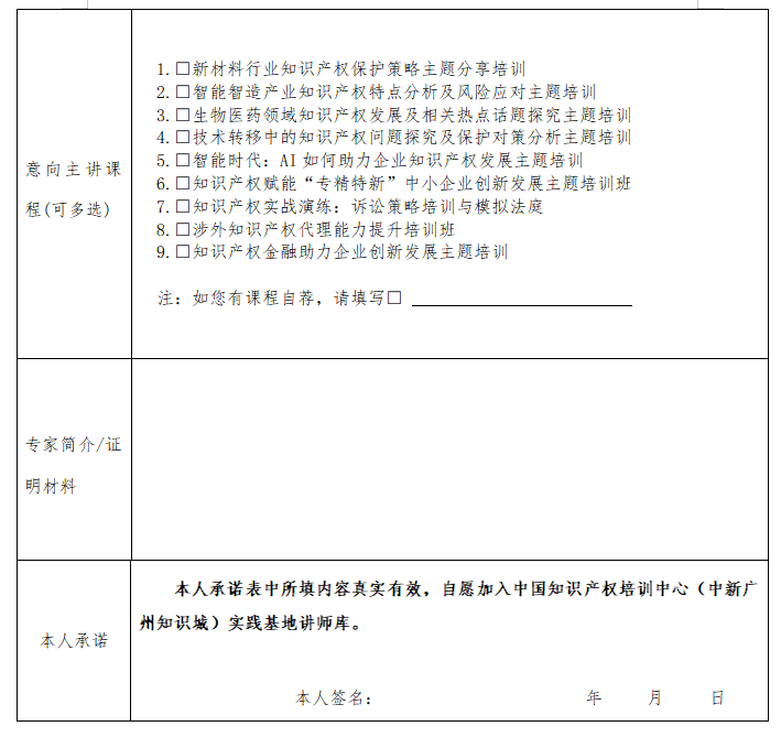 中國知識產(chǎn)權(quán)培訓(xùn)中心（中新廣州知識城）實踐基地講師征集公告！