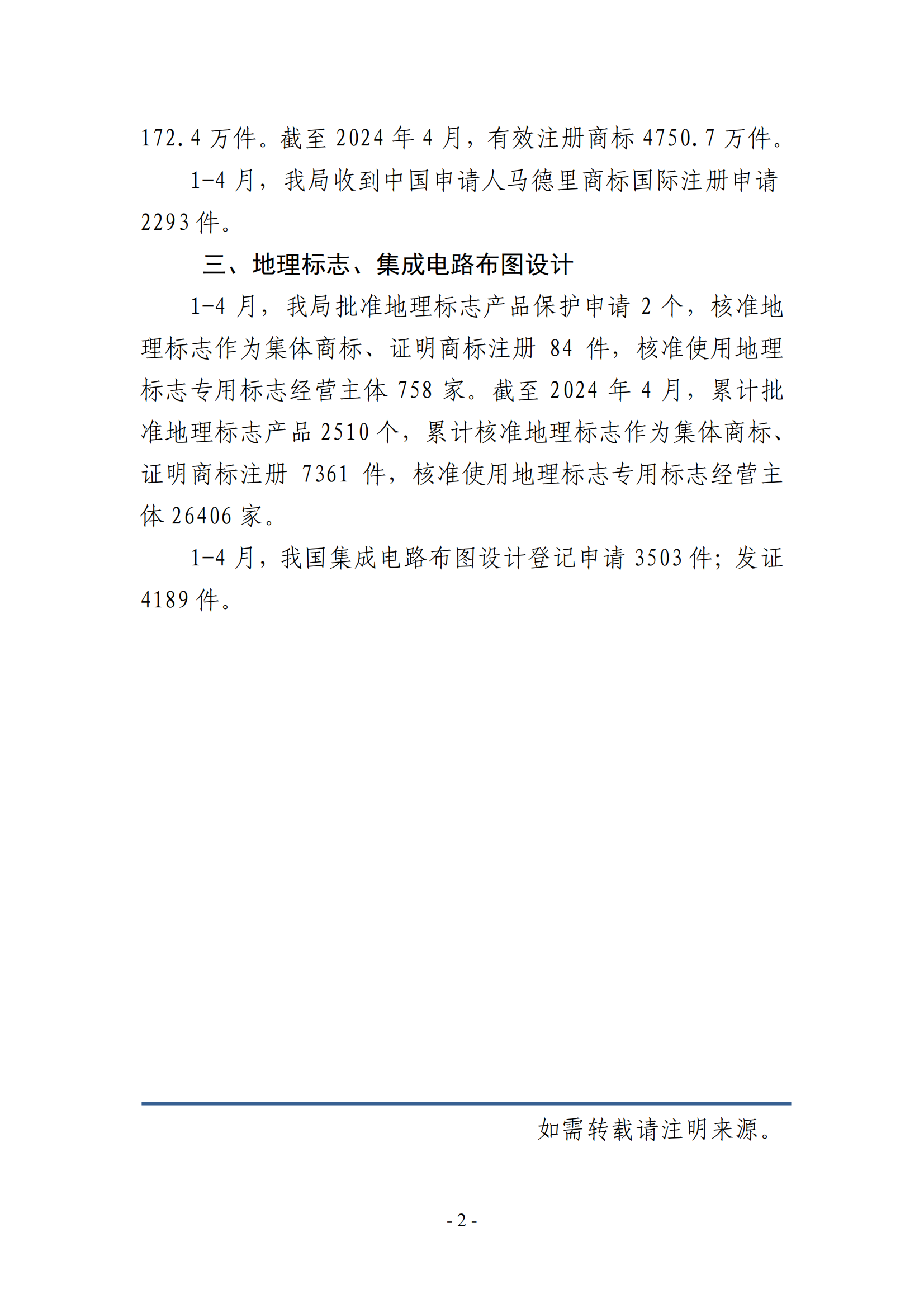 2024年1-4月專利、商標、地理標志等知識產(chǎn)權主要統(tǒng)計數(shù)據(jù) | 附數(shù)據(jù)詳情